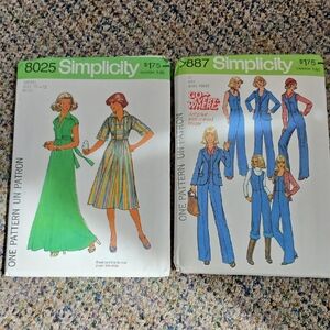 Simplicity Women's Sewing Patterns - Green Dress & Blue Jumpsuit Styles
